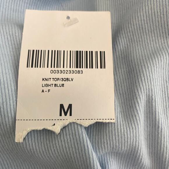 NEW Forever 21 Blue Ribbed Short Sleeve Top Size Medium - Picture 4 of 7